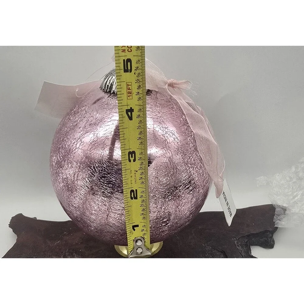 Crackle Glass Ornament Pink Large 5